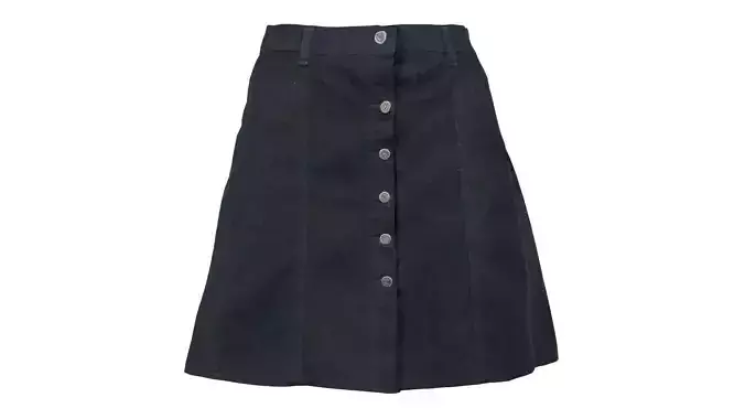 Black Denim Skirt Low-poly 3D model