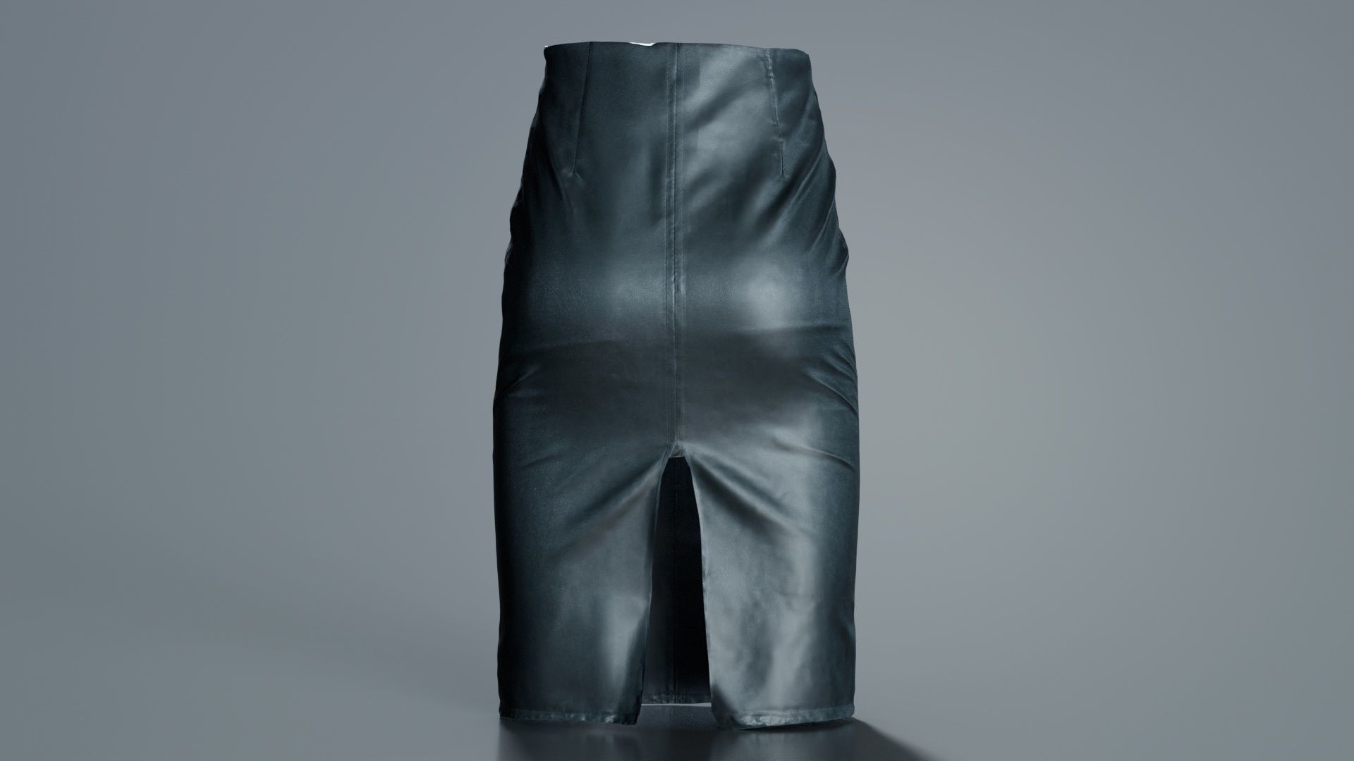 Black Leather Pencil Skirt Low-poly 3D model_4