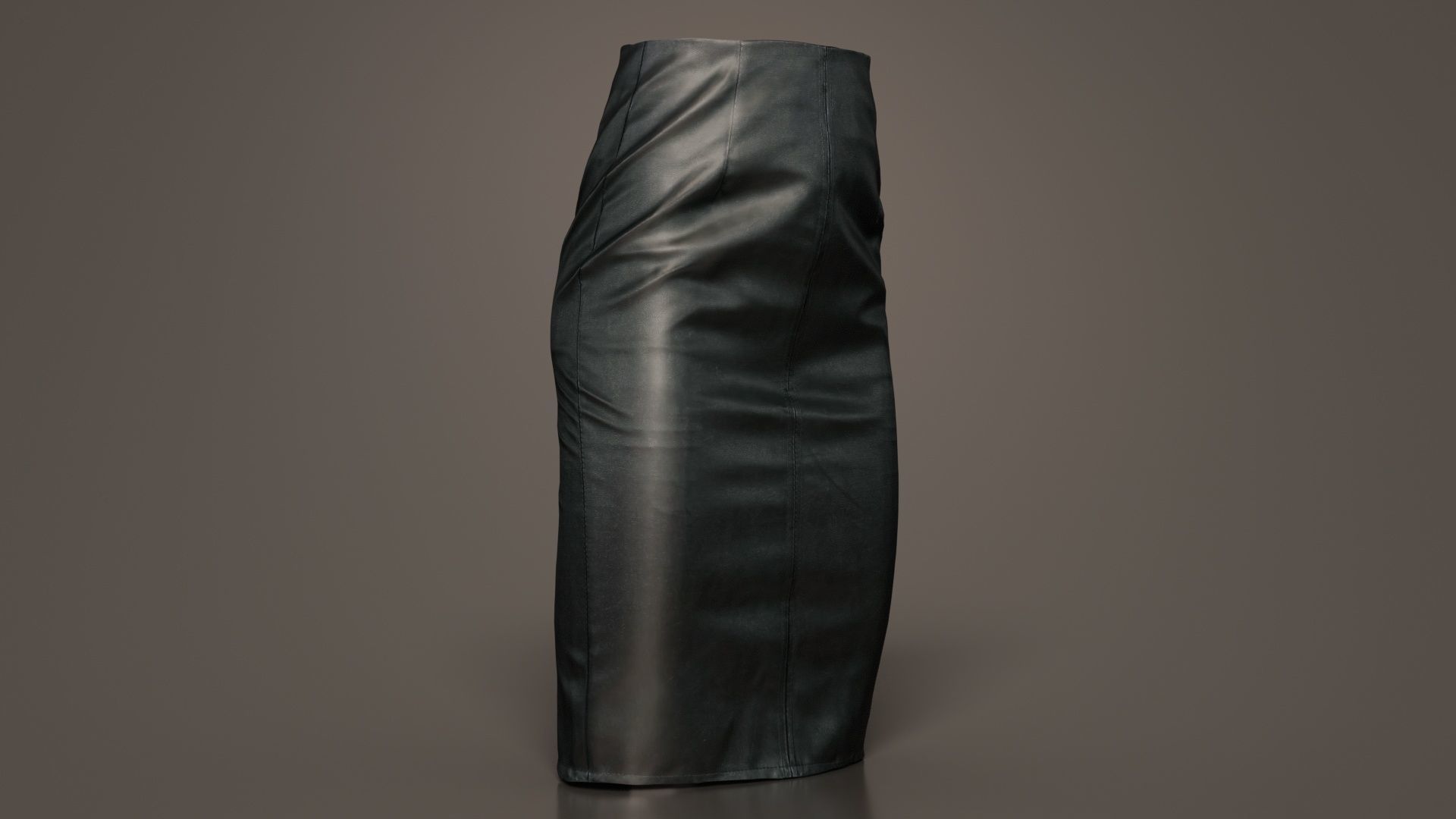 Black Leather Pencil Skirt Low-poly 3D model_5