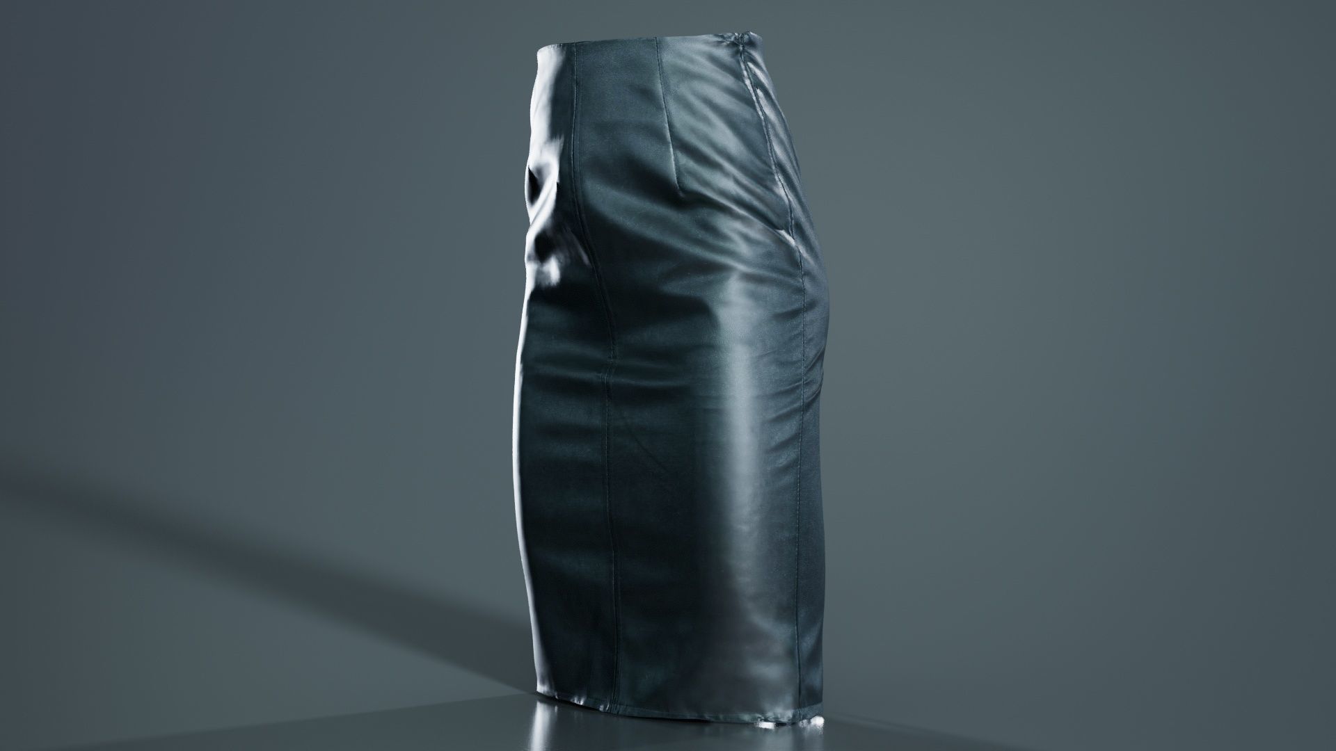 Black Leather Pencil Skirt Low-poly 3D model_8