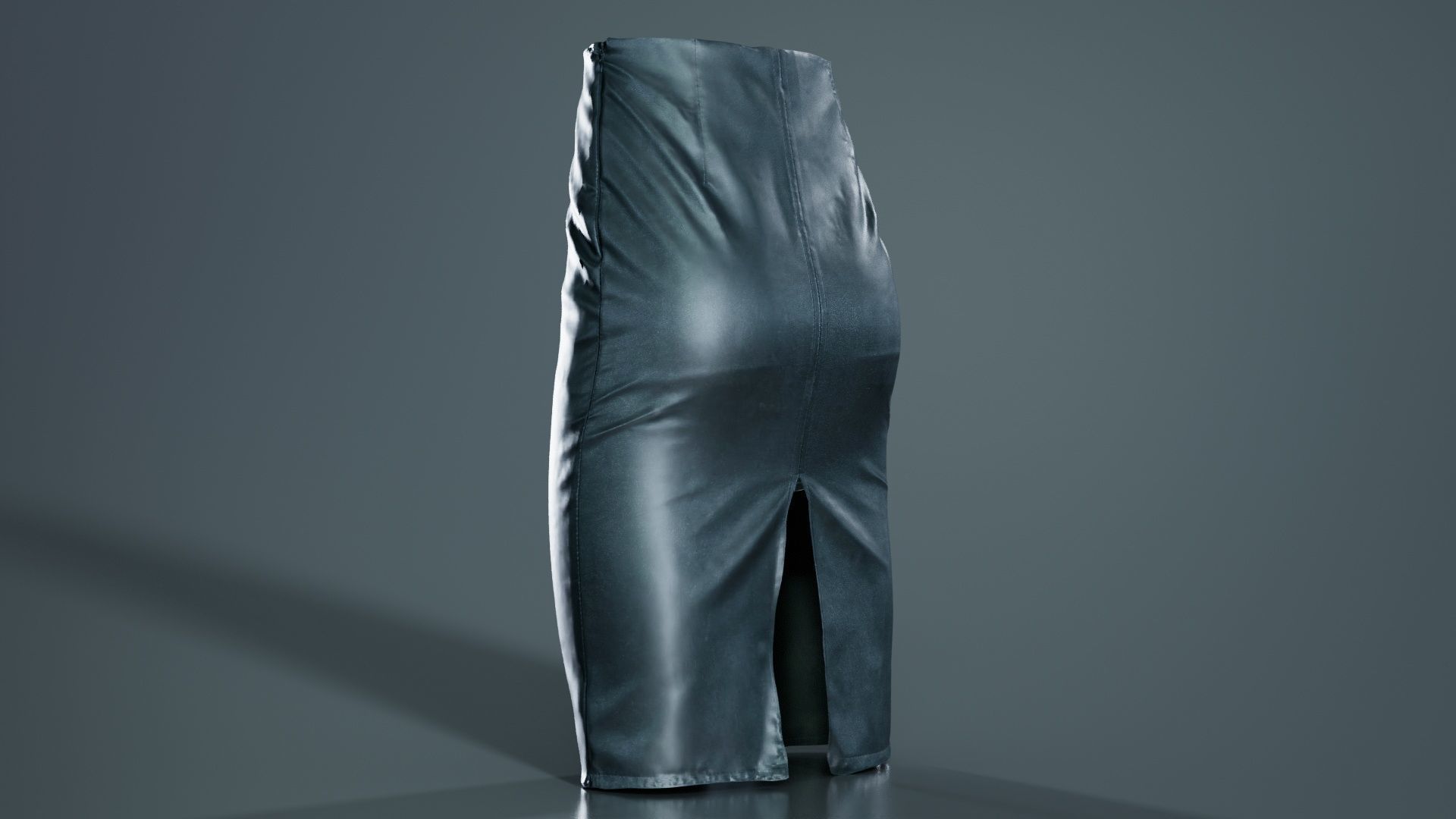 Black Leather Pencil Skirt Low-poly 3D model_1