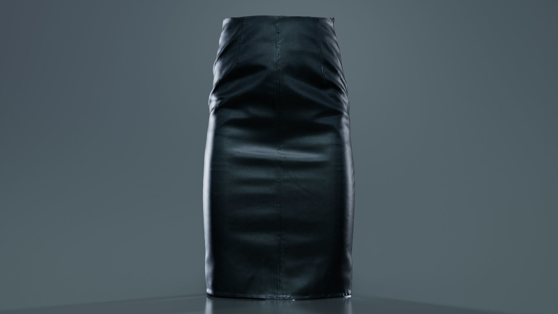 Black Leather Pencil Skirt Low-poly 3D model_2