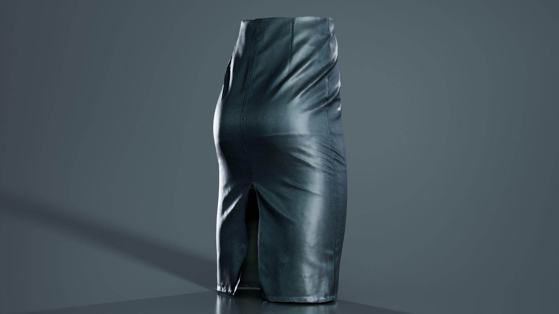 Black Leather Pencil Skirt Low-poly 3D model_7
