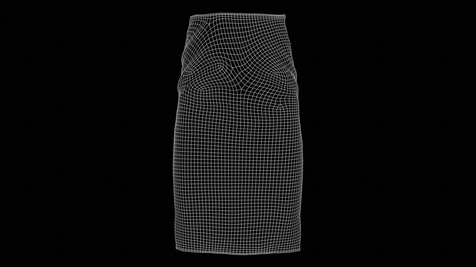 Black Leather Pencil Skirt Low-poly 3D model_11