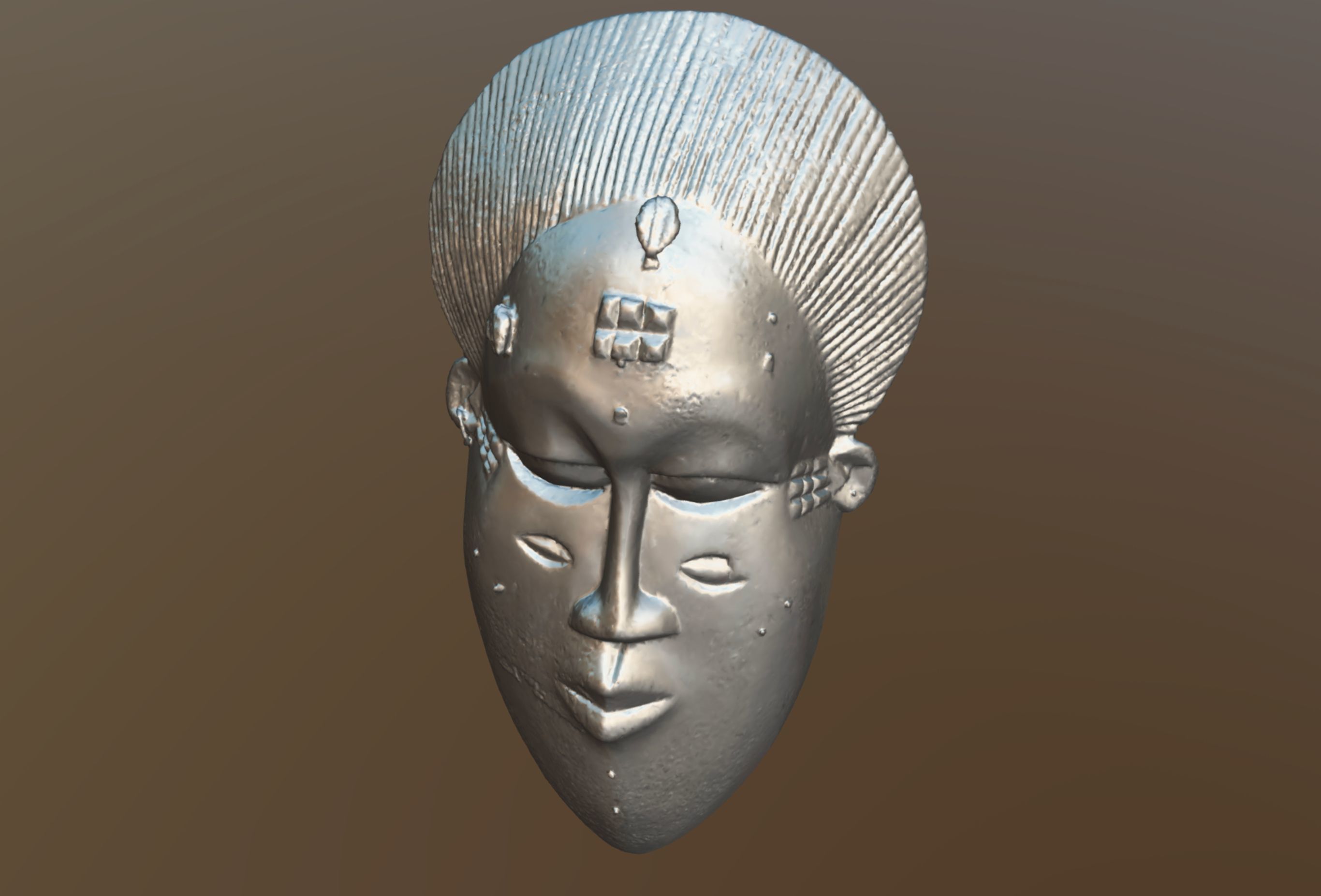 African Mask with cowry 3D model_2