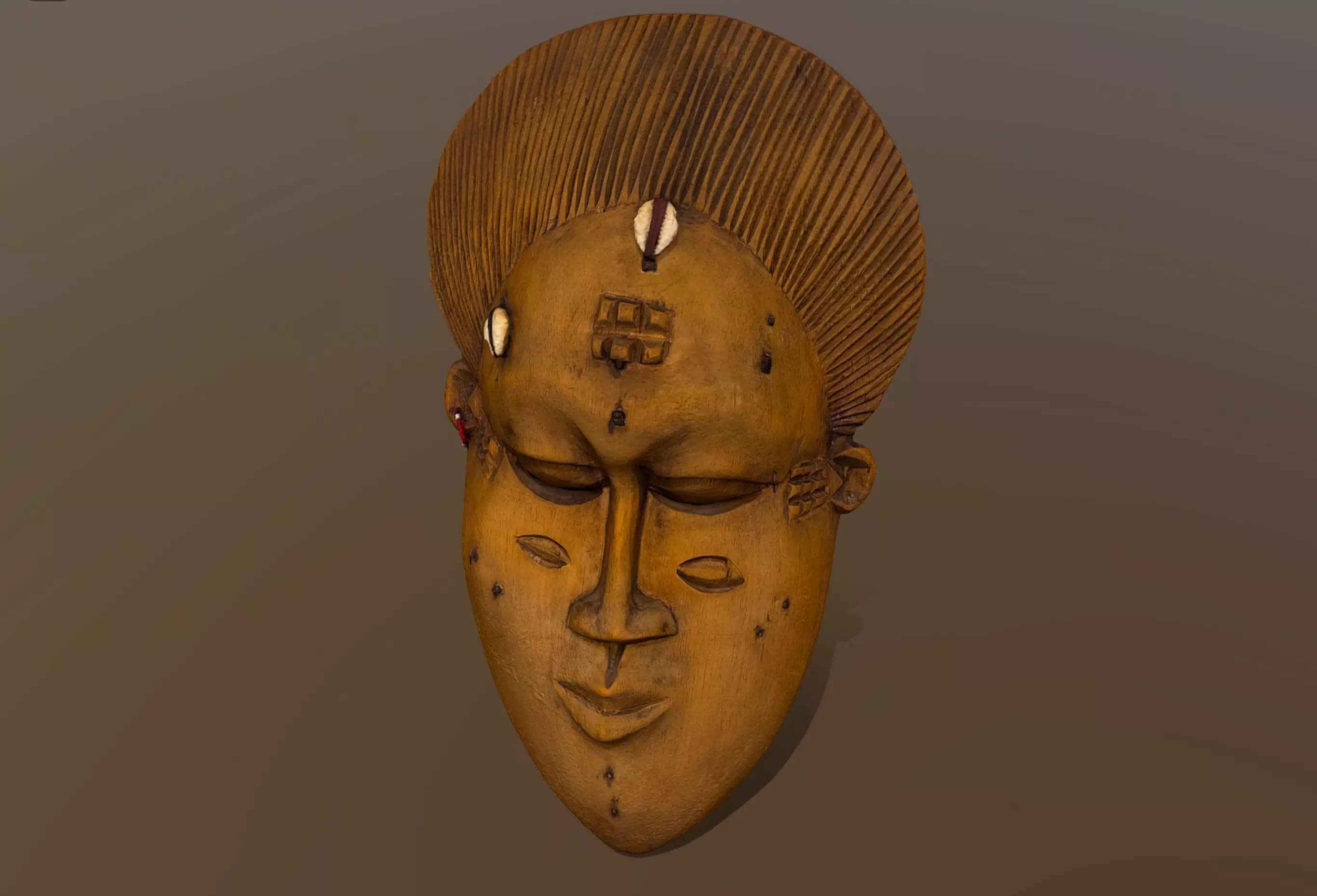 African Mask with cowry 3D model_0