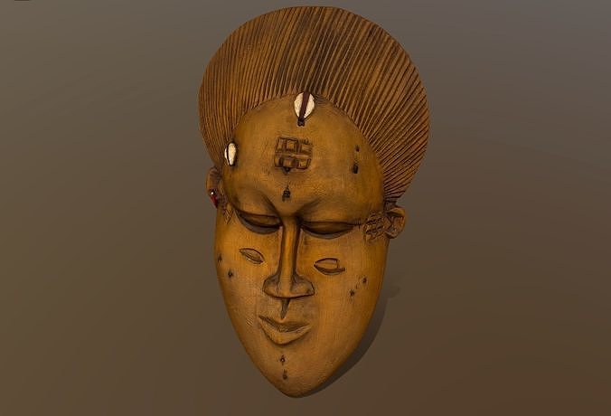 African Mask with cowry 3D model
