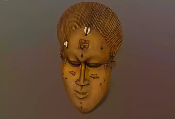 African Mask with cowry
