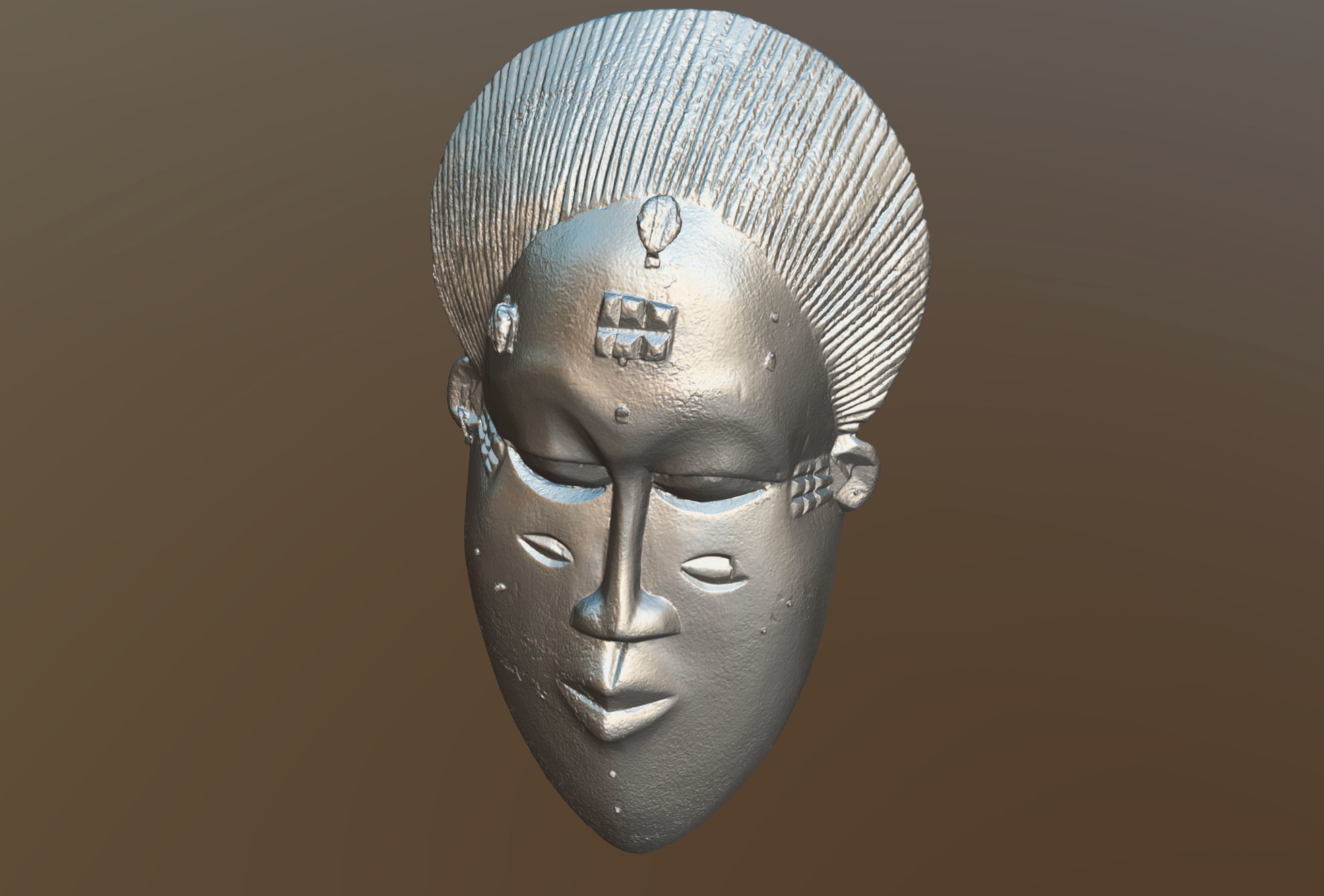 African Mask with cowry 3D model_3