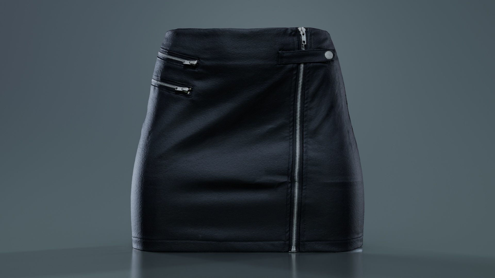 Buckled Zippers Skirt Low-poly 3D model_7