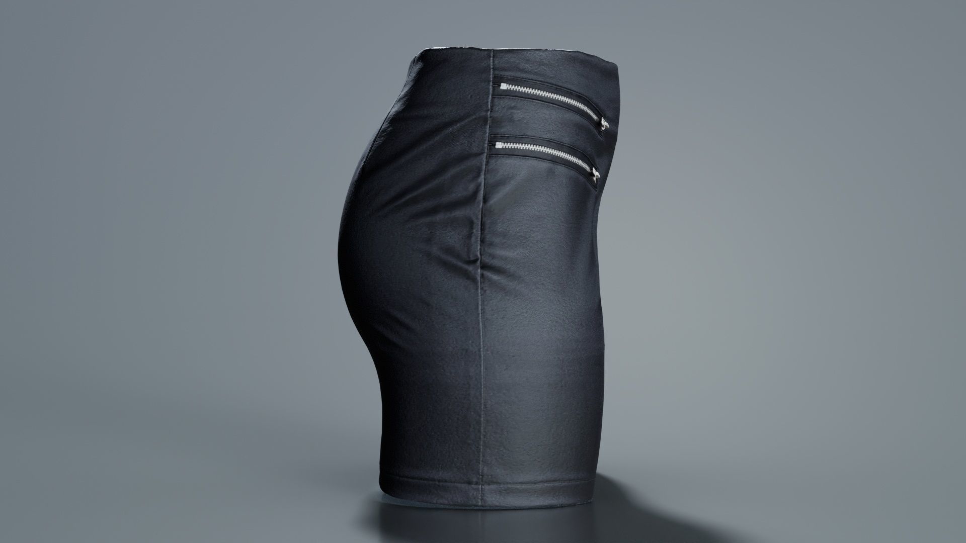 Buckled Zippers Skirt Low-poly 3D model_5