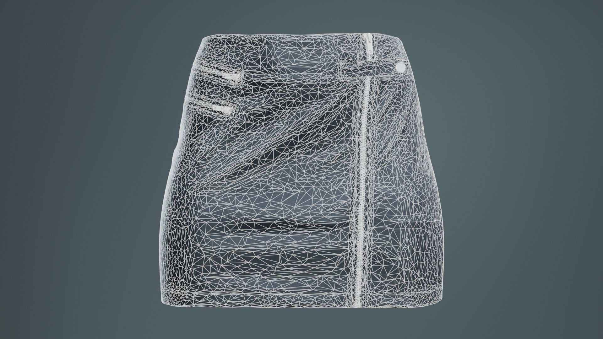 Buckled Zippers Skirt Low-poly 3D model_9