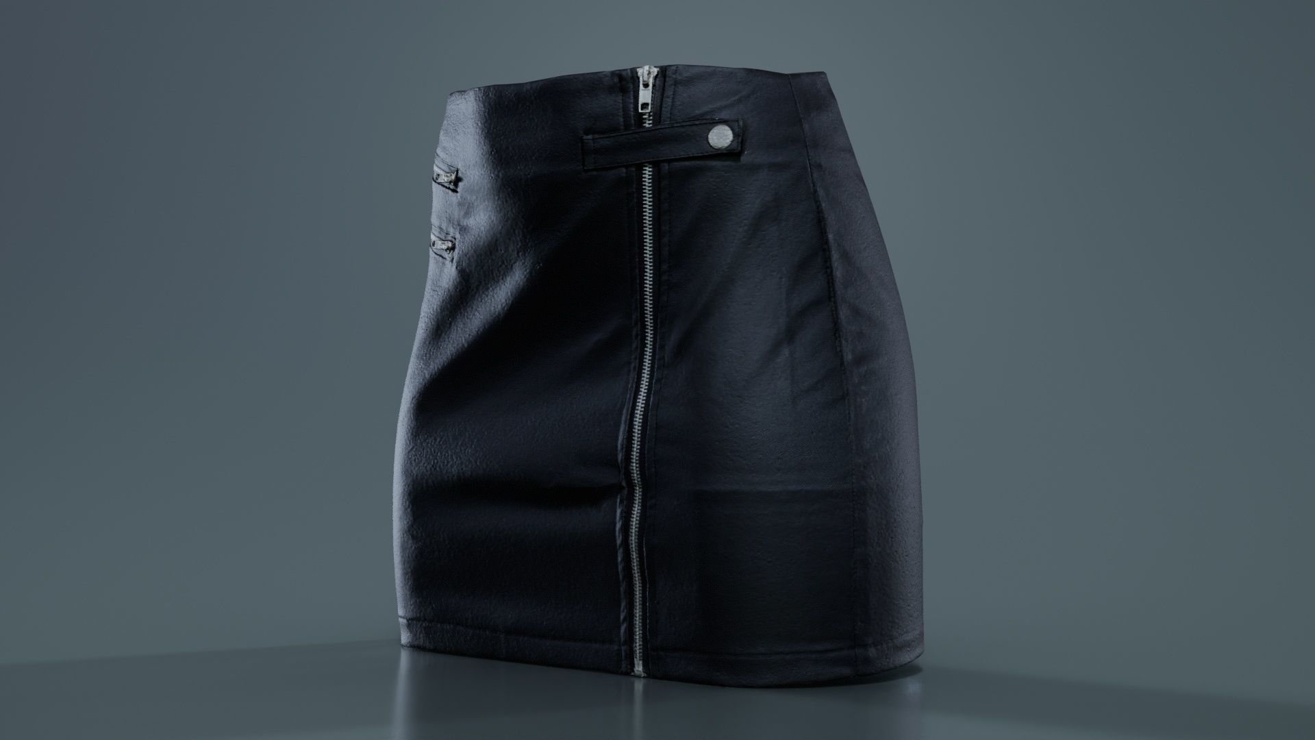 Buckled Zippers Skirt Low-poly 3D model_4