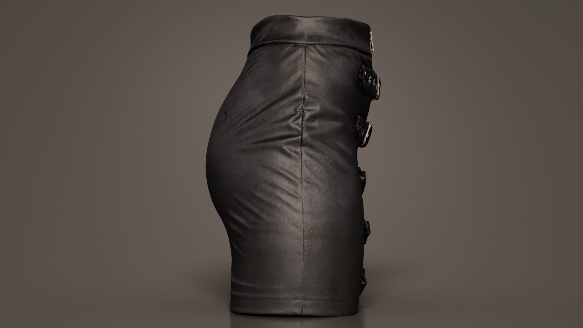 Buckles Leather Skirt Low-poly 3D model_2