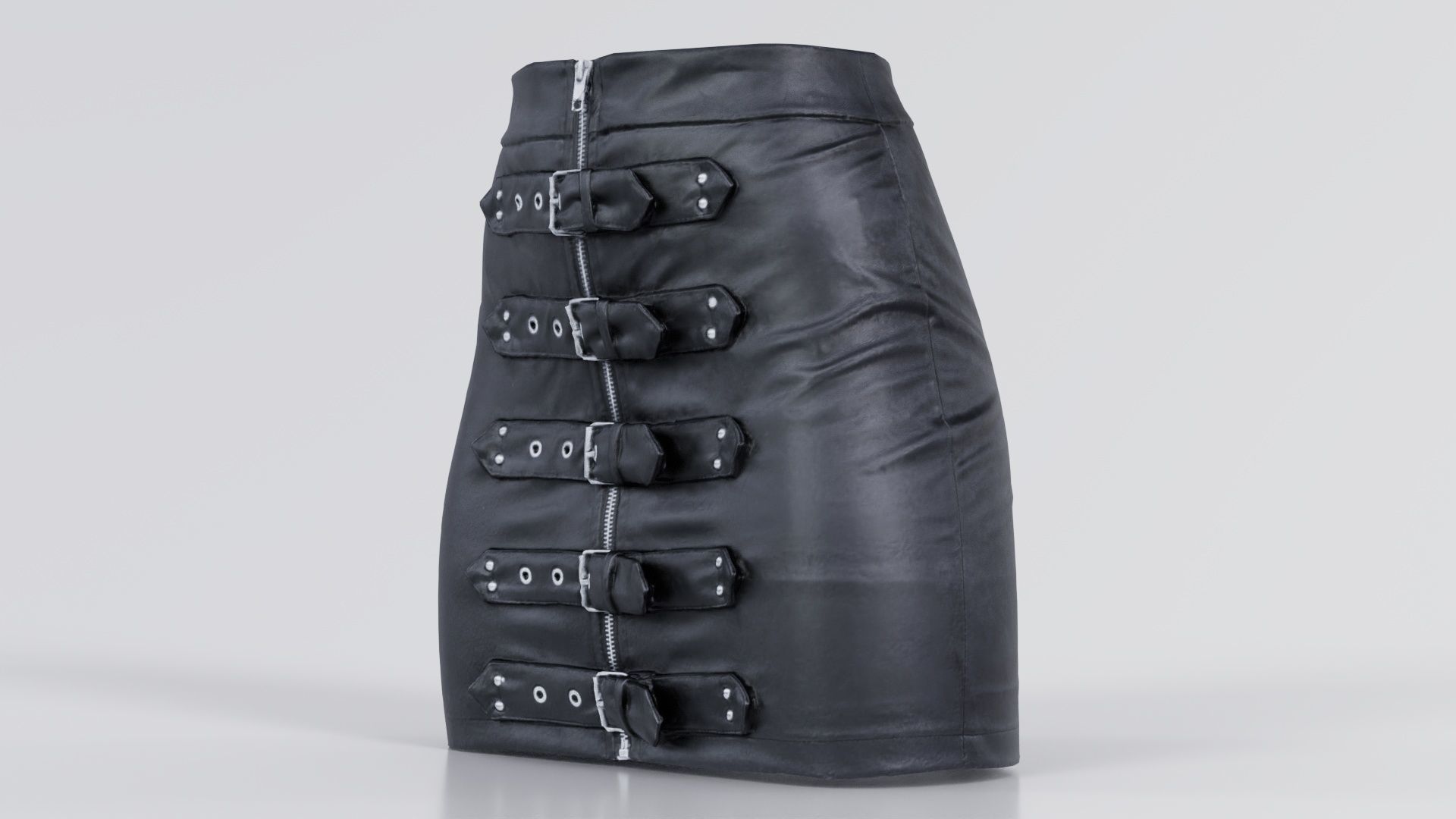 Buckles Leather Skirt Low-poly 3D model_5