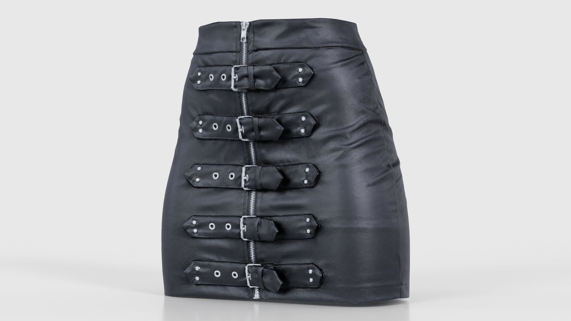 Buckles Leather Skirt Low-poly 3D model_26
