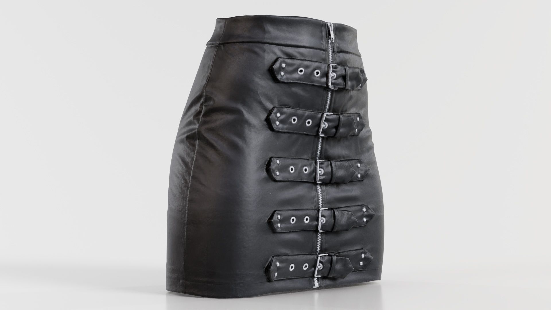 Buckles Leather Skirt Low-poly 3D model_4