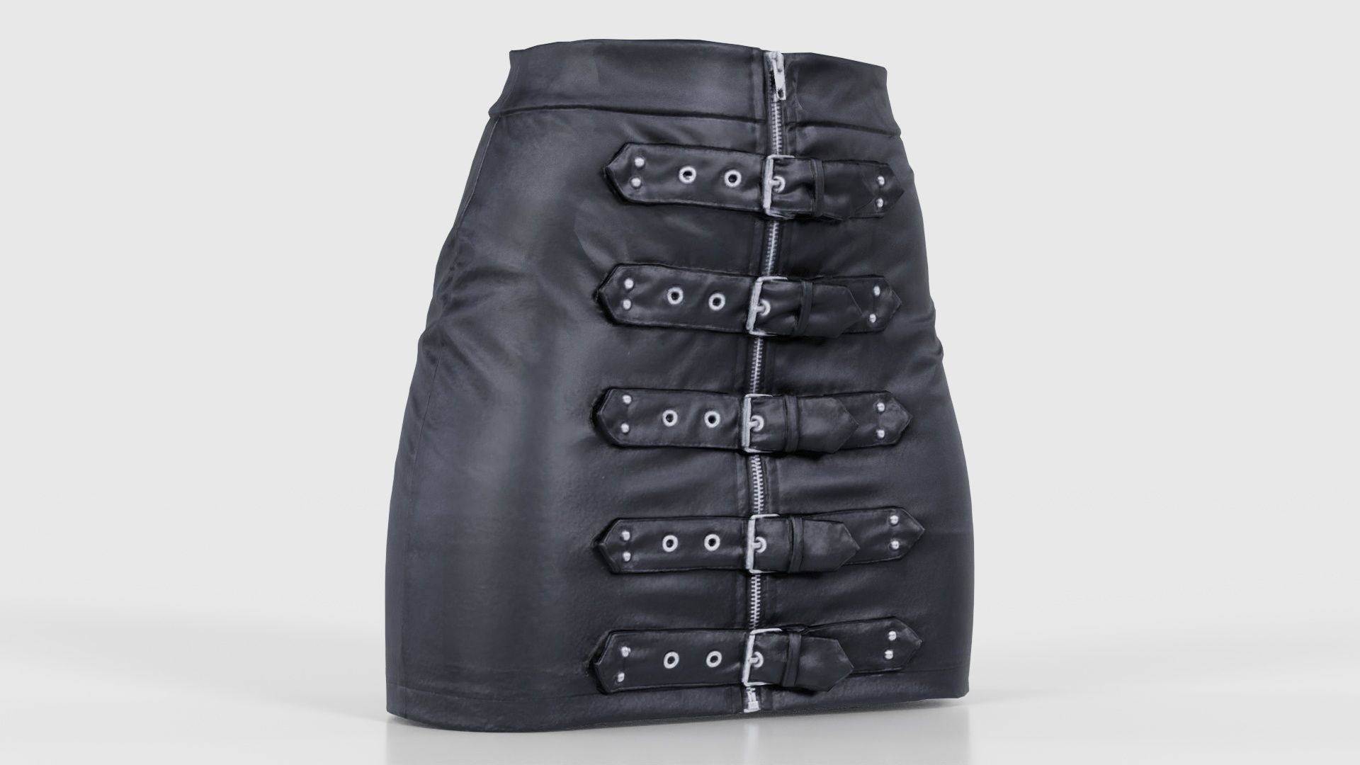 Buckles Leather Skirt Low-poly 3D model_16