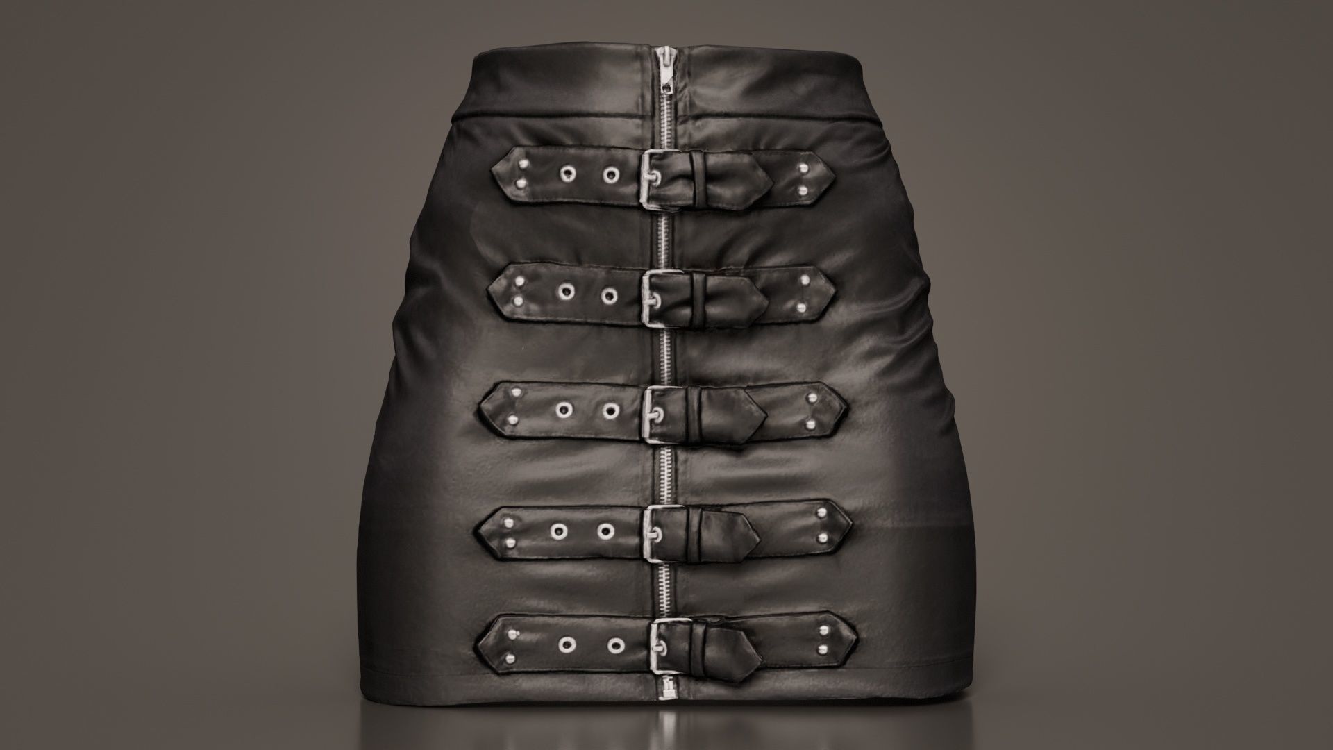 Buckles Leather Skirt Low-poly 3D model_1