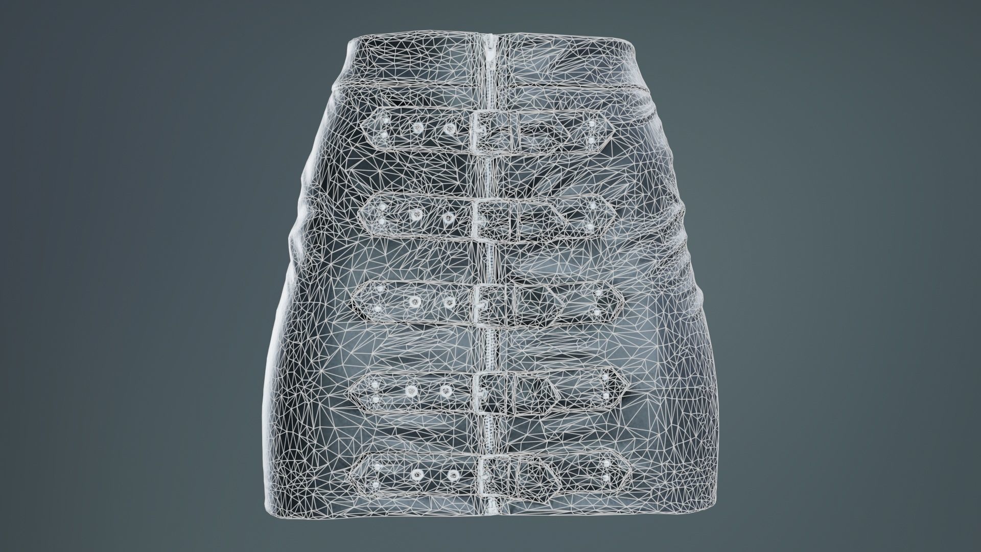 Buckles Leather Skirt Low-poly 3D model_9