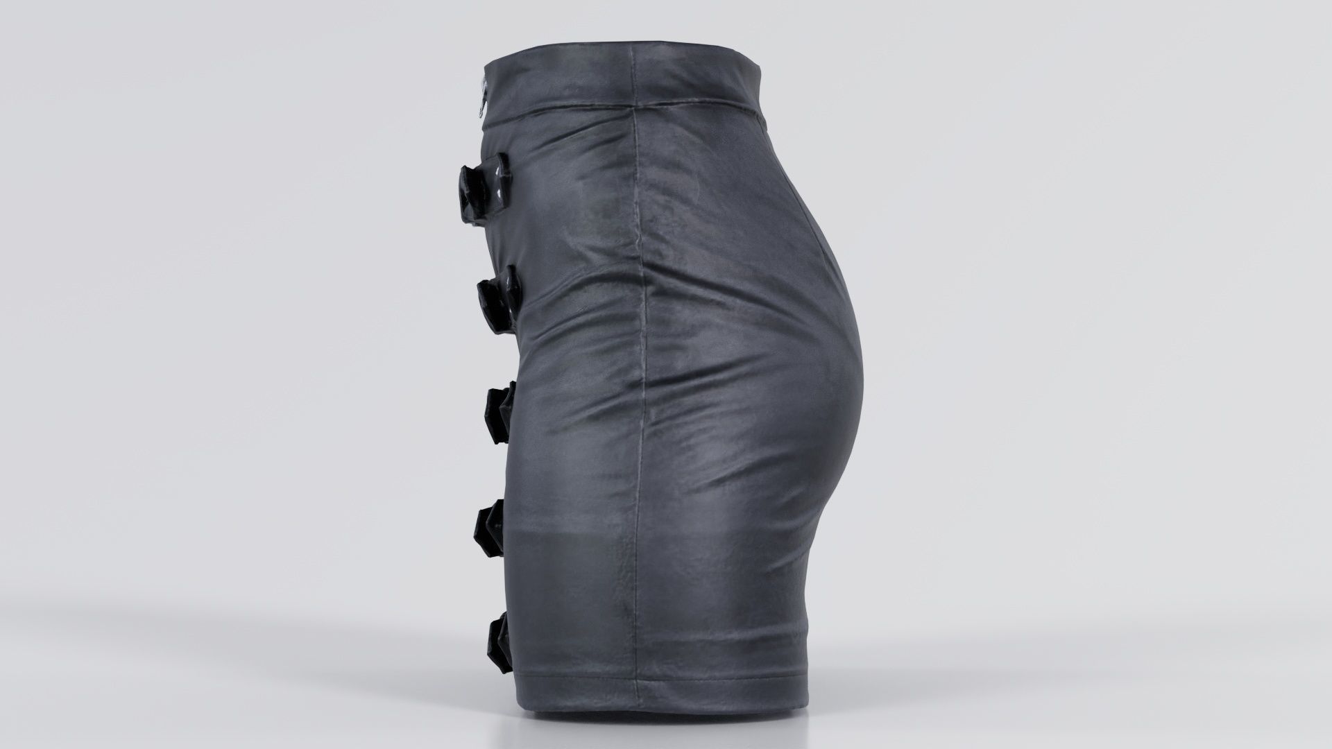 Buckles Leather Skirt Low-poly 3D model_8