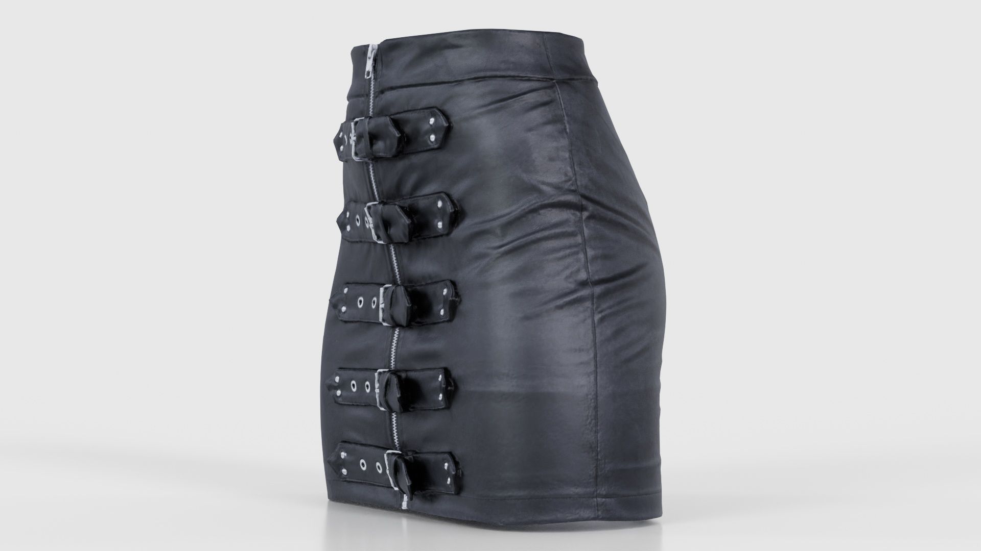 Buckles Leather Skirt Low-poly 3D model_25