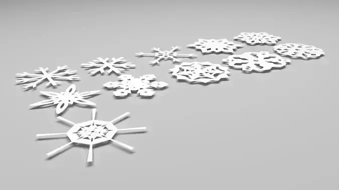Paper Snowflakes Set 3D model