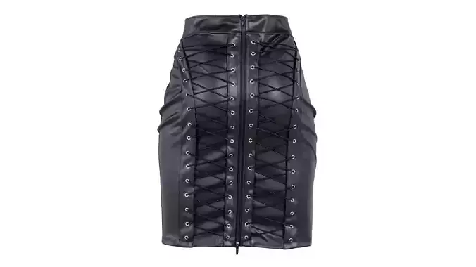 Double Laced Back Leather Skirt Low-poly 3D model