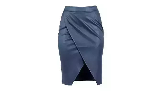 Leather Front Split Pencil Skirt