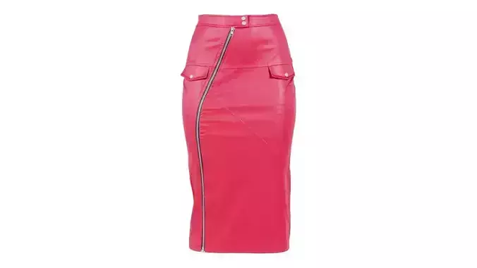 Leather Zipper Pencil Skirt