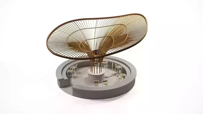 Floral Pool Bar 3DS Max Vray Corona Low-poly 3D model