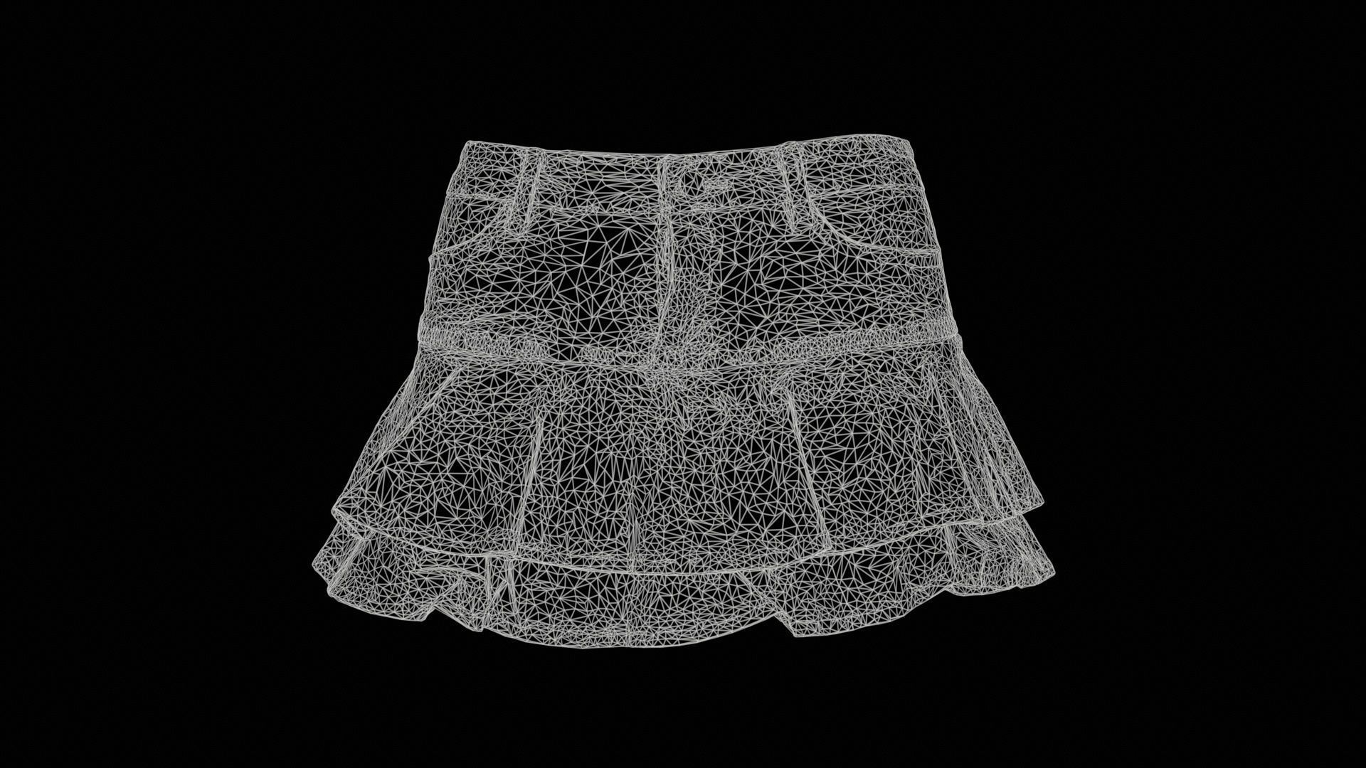 Mini Jeans Skirt Low-poly 3D model_11