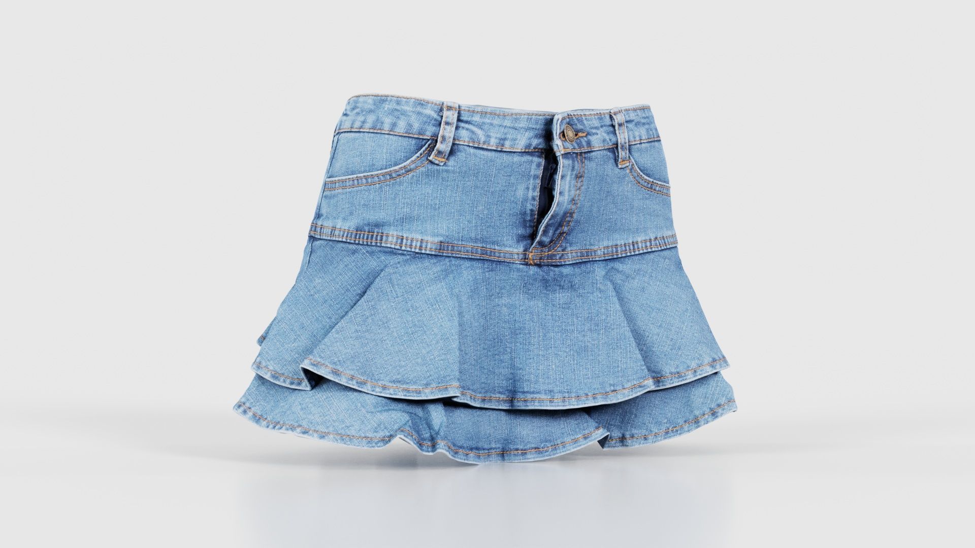 Mini Jeans Skirt Low-poly 3D model_16