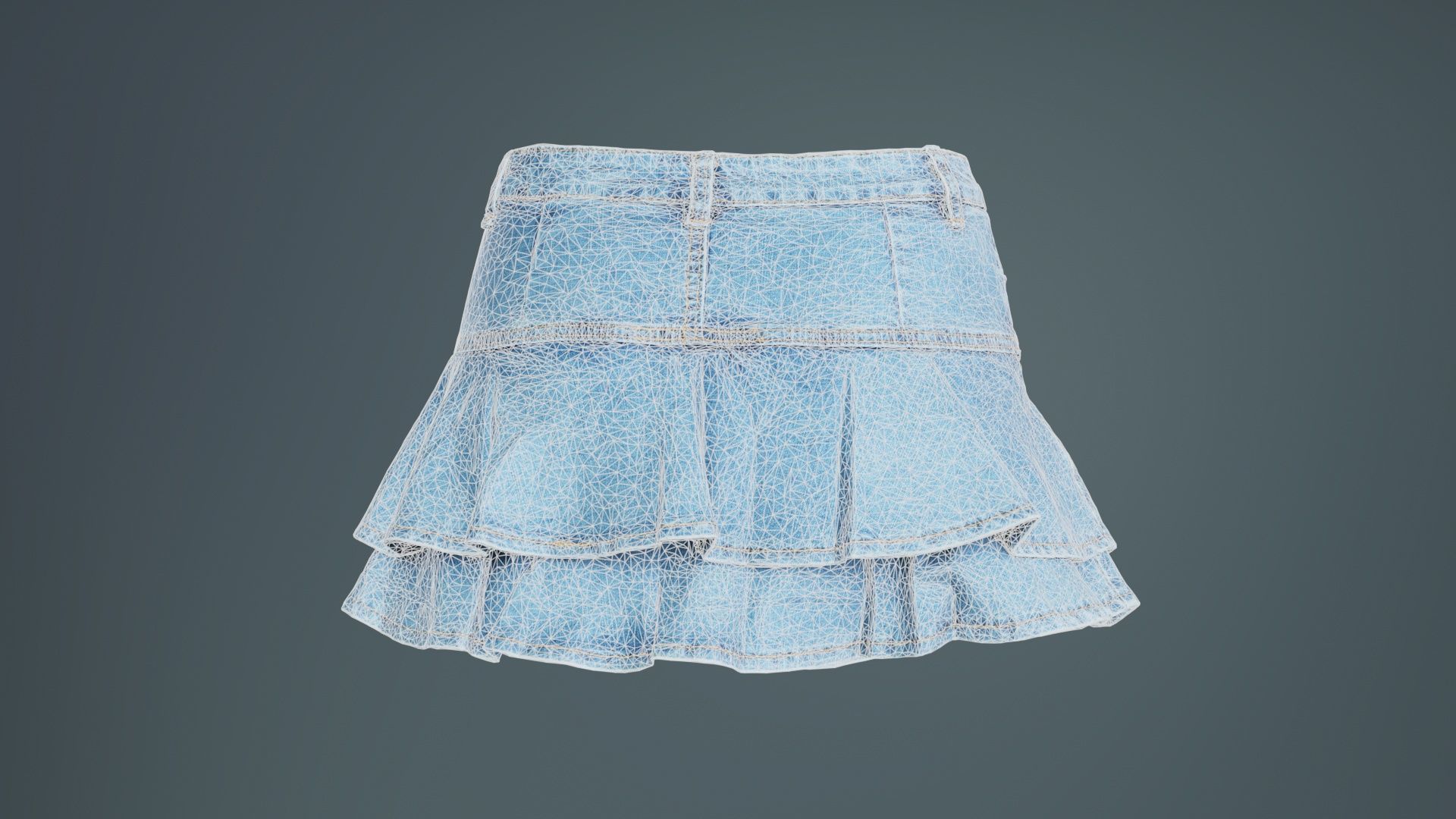 Mini Jeans Skirt Low-poly 3D model_10