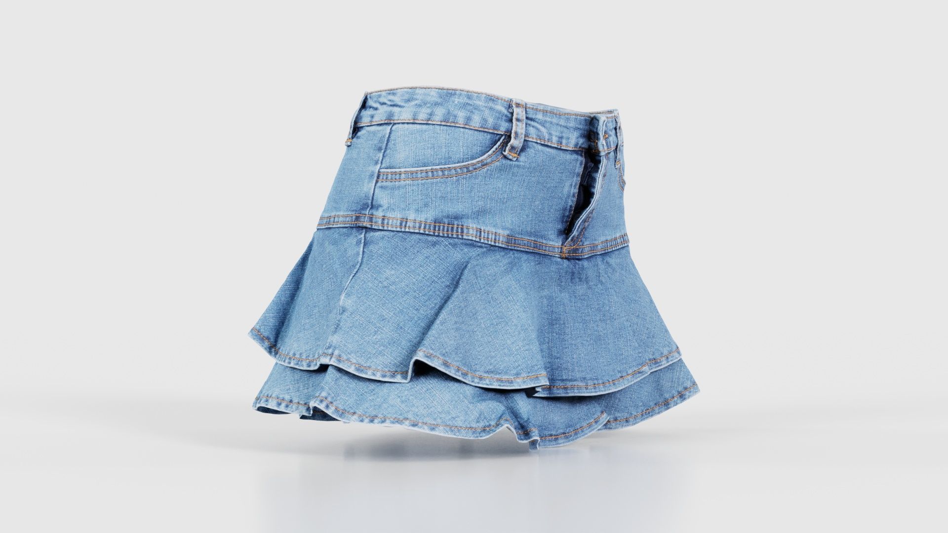 Mini Jeans Skirt Low-poly 3D model_17