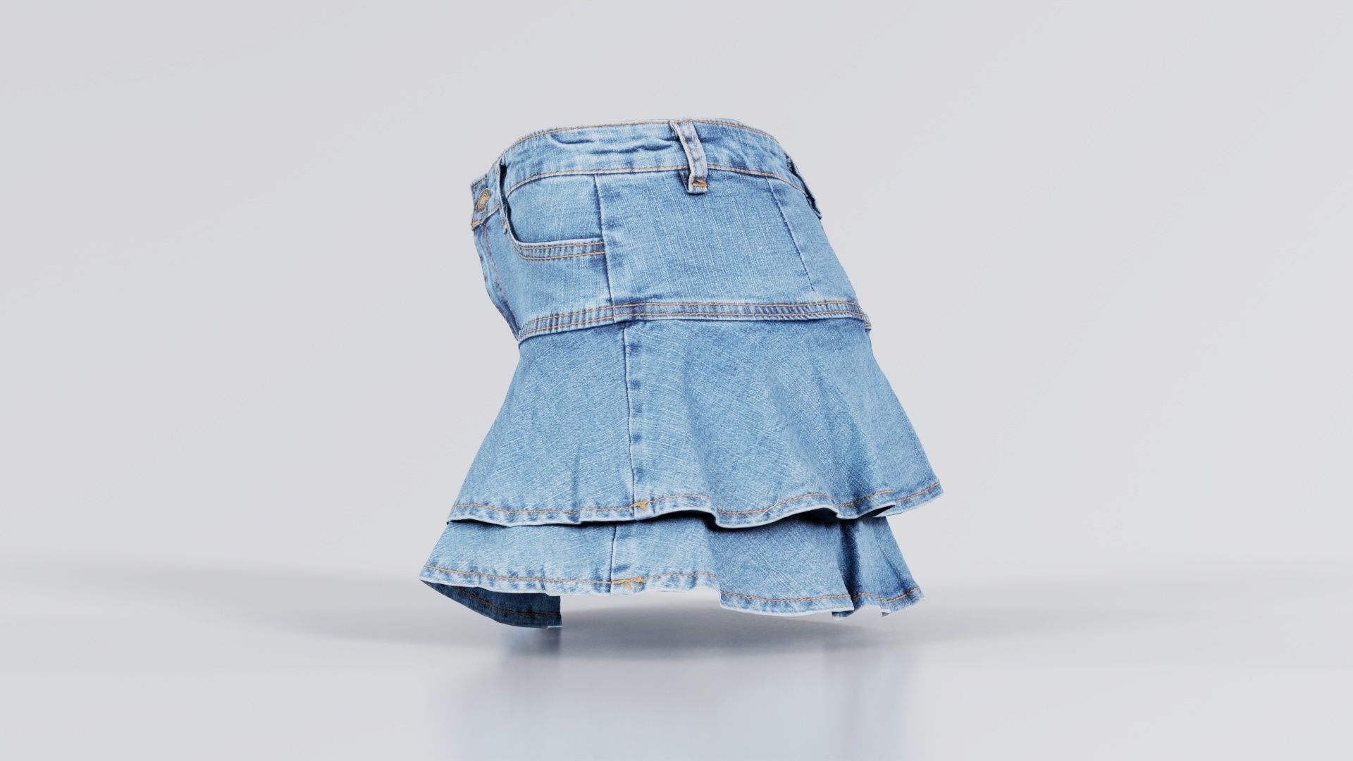 Mini Jeans Skirt Low-poly 3D model_2
