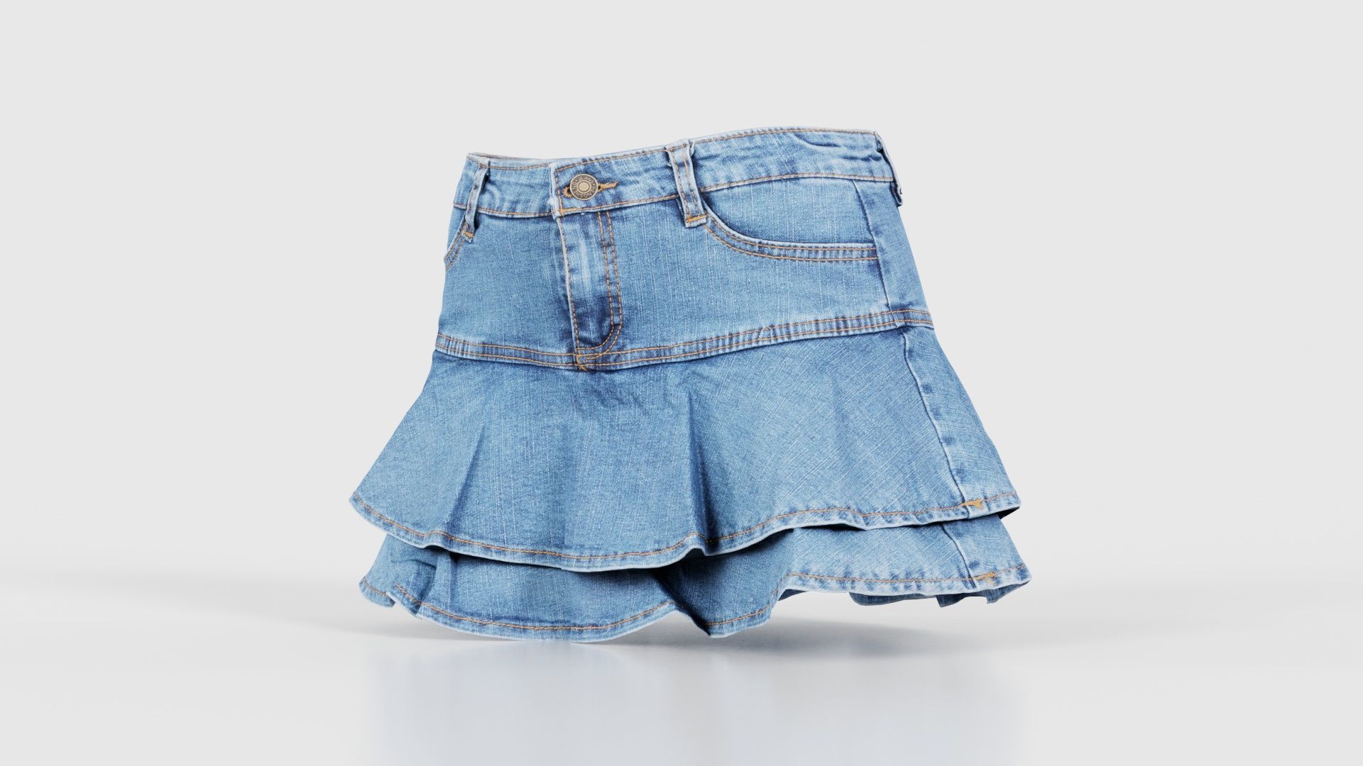 Mini Jeans Skirt Low-poly 3D model_26
