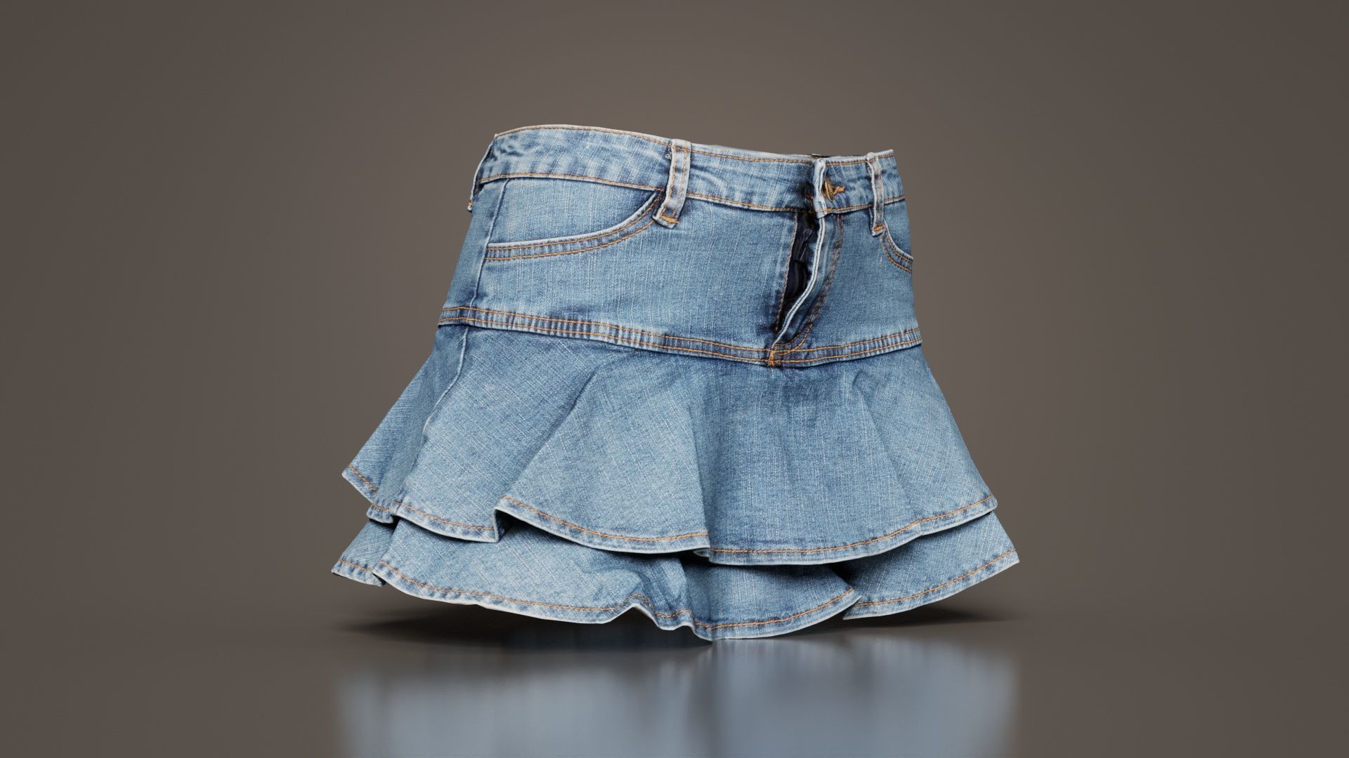Mini Jeans Skirt Low-poly 3D model_8