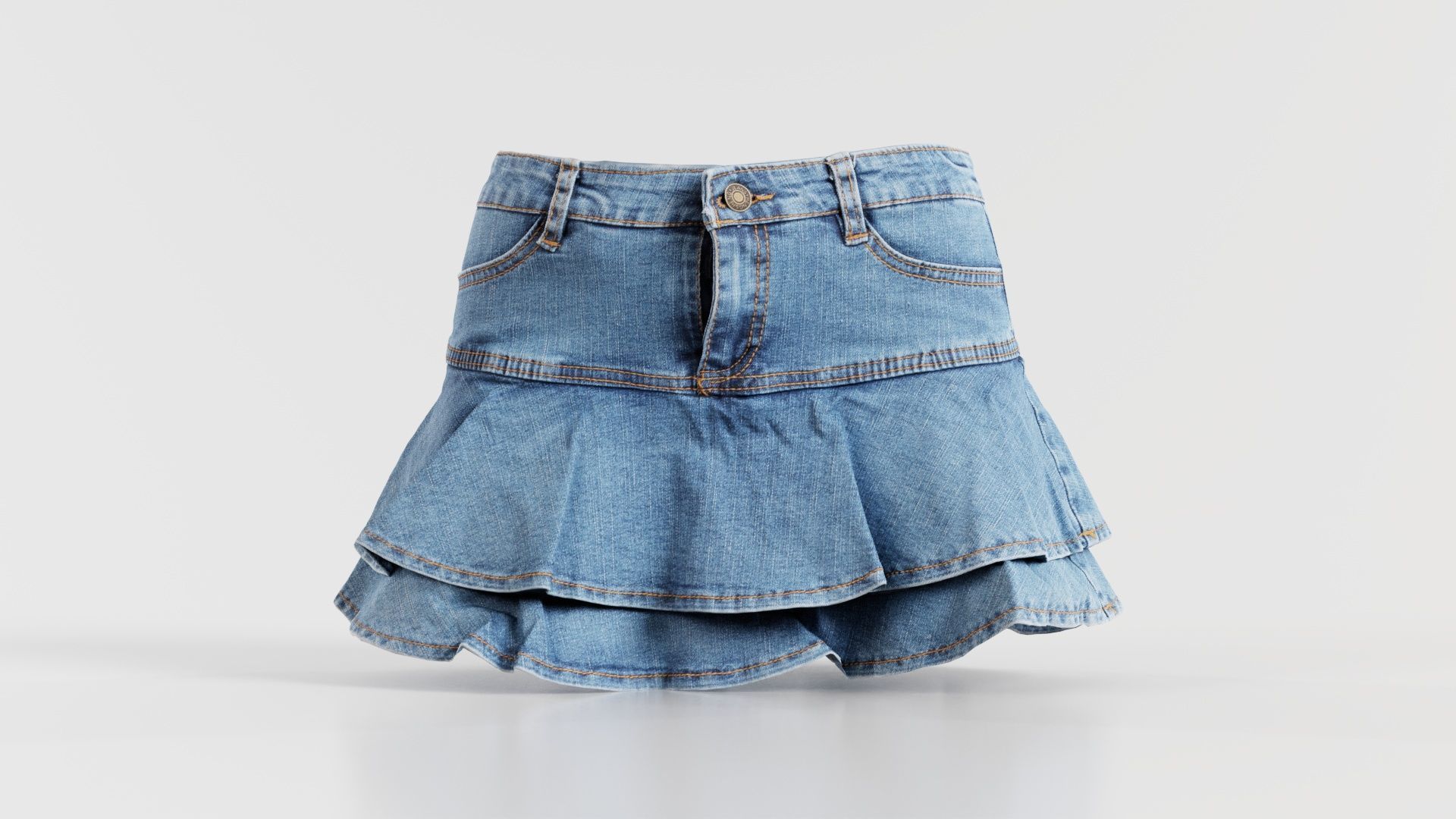 Mini Jeans Skirt Low-poly 3D model_3