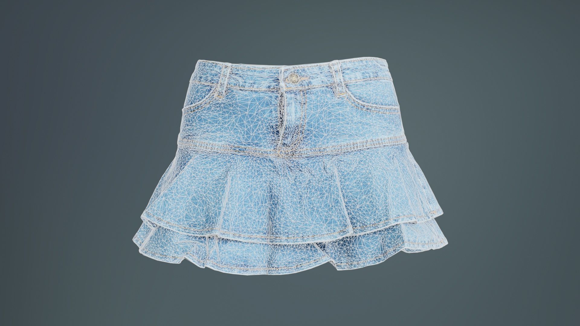 Mini Jeans Skirt Low-poly 3D model_9