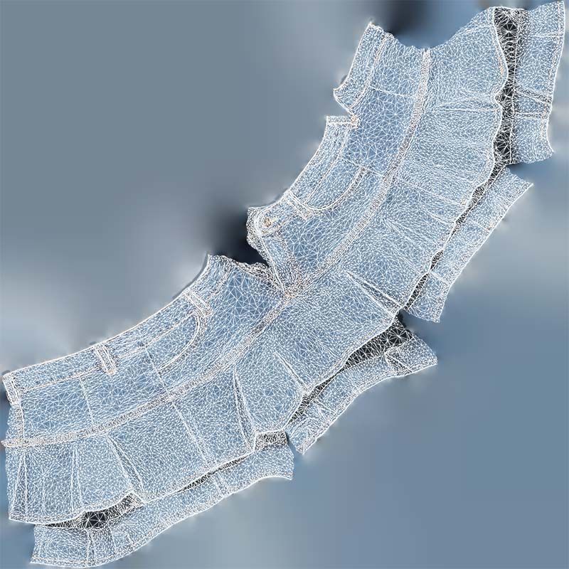 Mini Jeans Skirt Low-poly 3D model_14