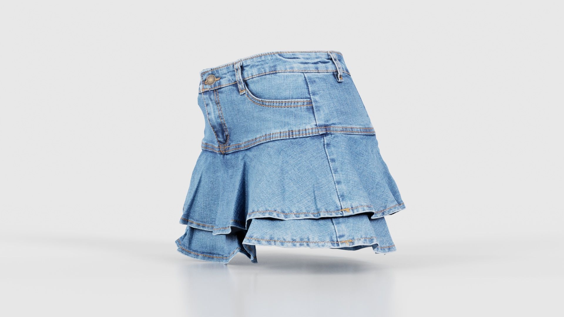 Mini Jeans Skirt Low-poly 3D model_25