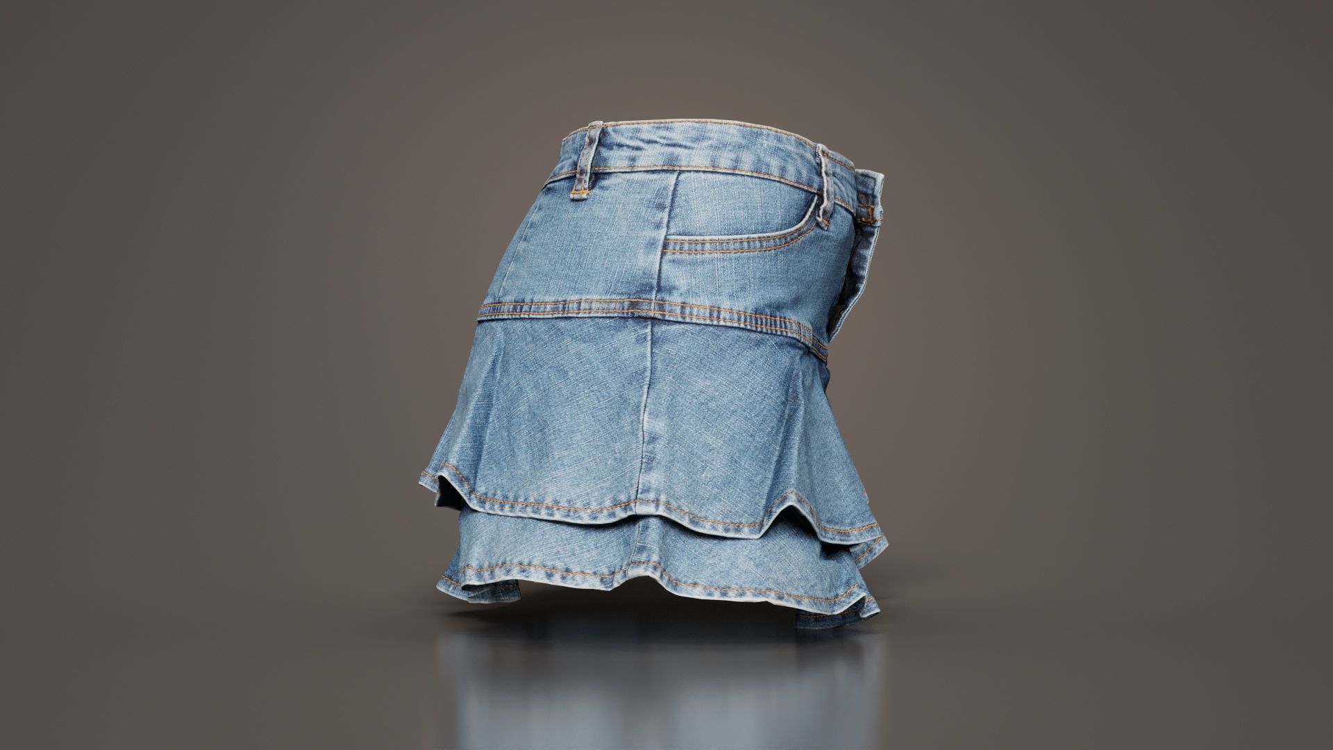 Mini Jeans Skirt Low-poly 3D model_1