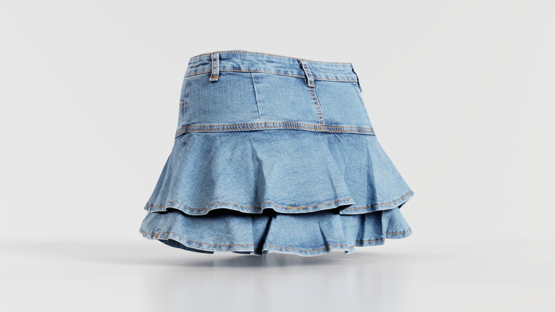 Mini Jeans Skirt Low-poly 3D model_5
