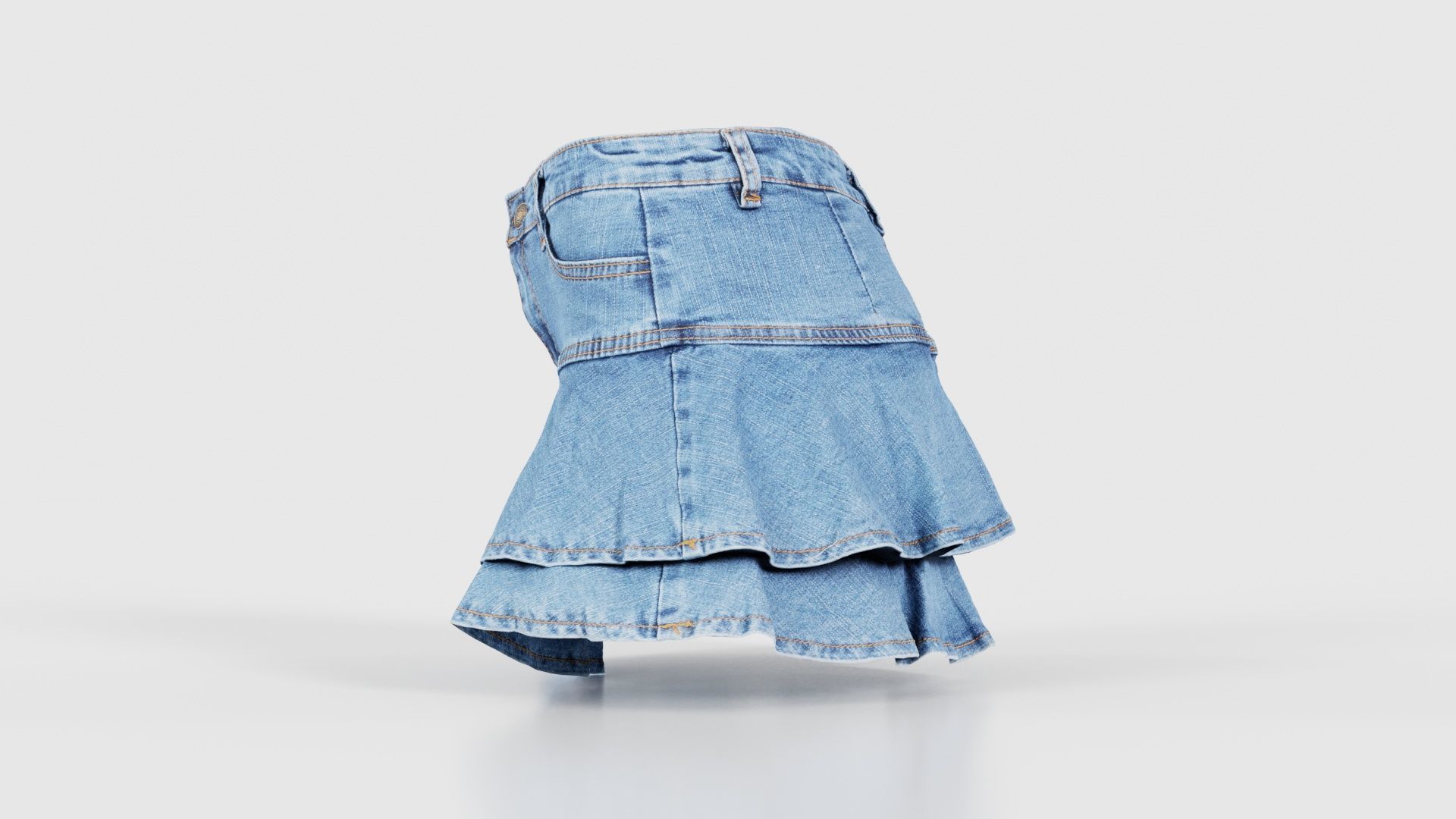 Mini Jeans Skirt Low-poly 3D model_24