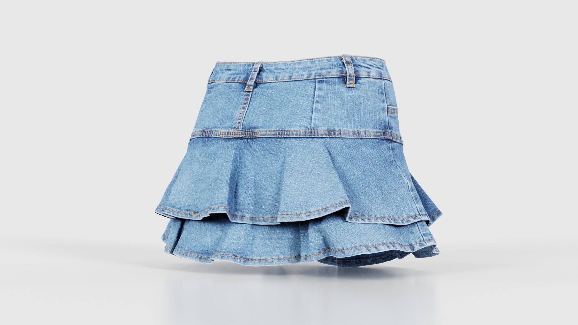 Mini Jeans Skirt Low-poly 3D model_20
