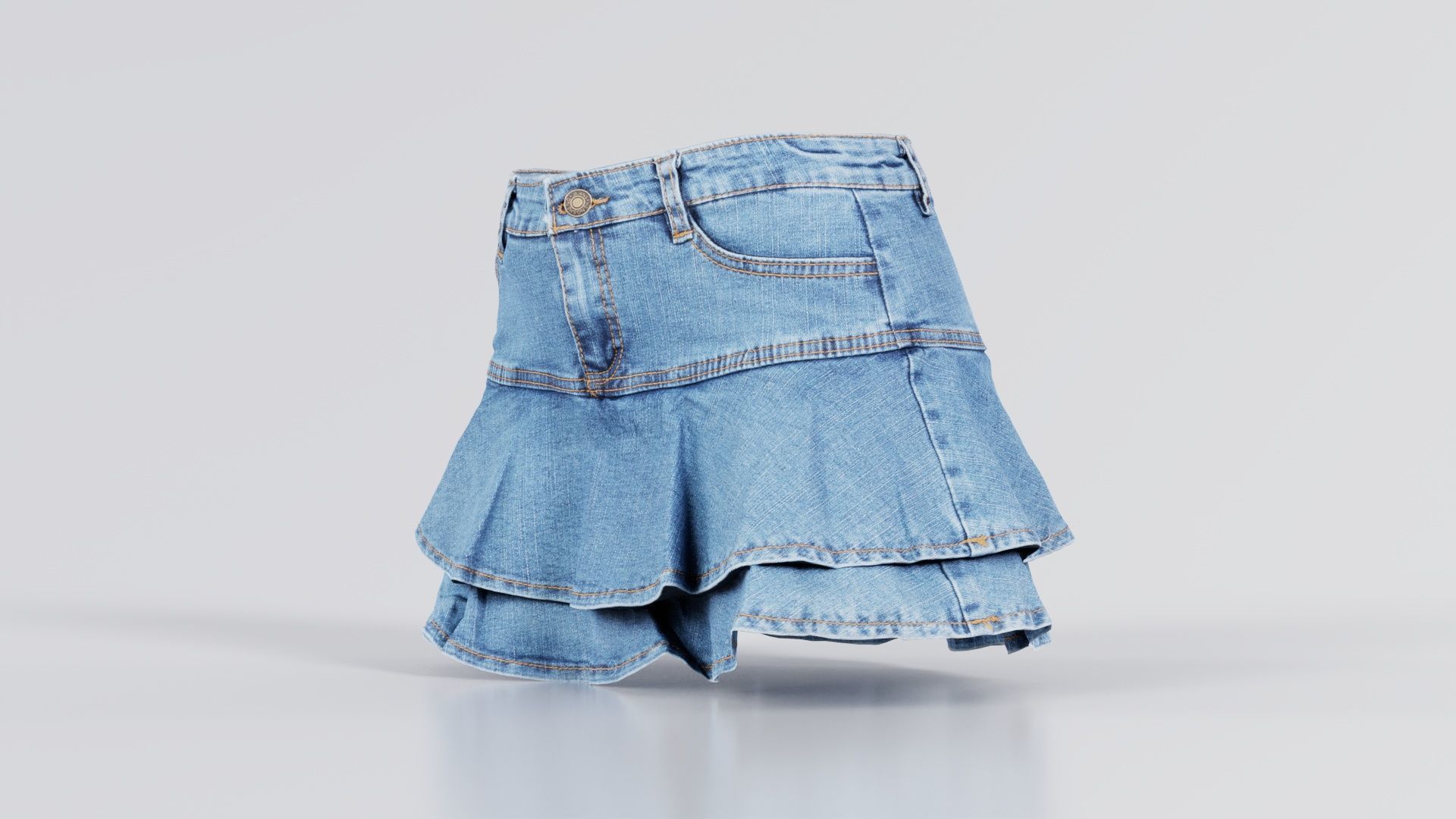 Mini Jeans Skirt Low-poly 3D model_7