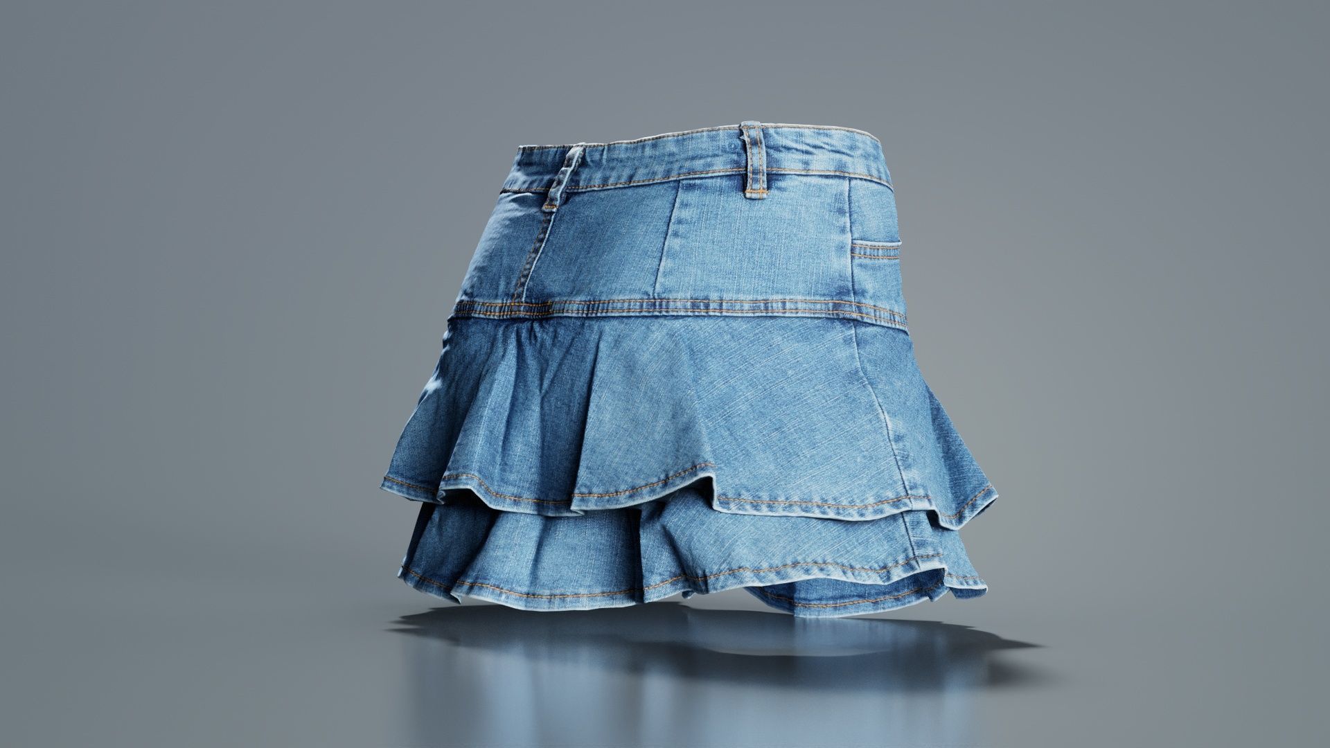 Mini Jeans Skirt Low-poly 3D model_4