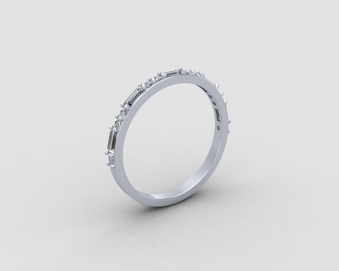 light weight Minimal diamond and budget ring 137-MW 3D print model_14