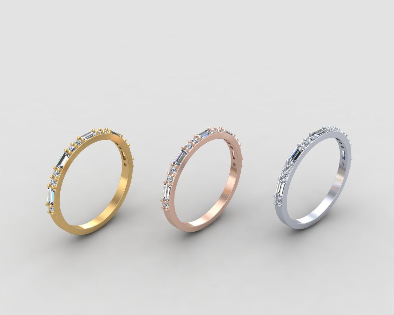 light weight Minimal diamond and budget ring 137-MW 3D print model_9